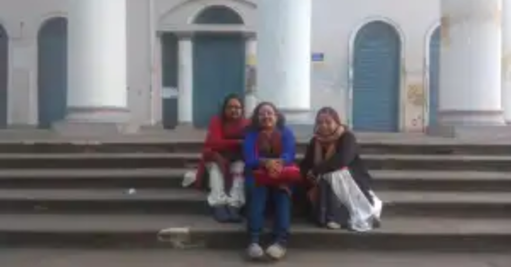 In front of College Building